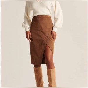 Abercrombie & Fitch Vegan Suede Midi Skirt